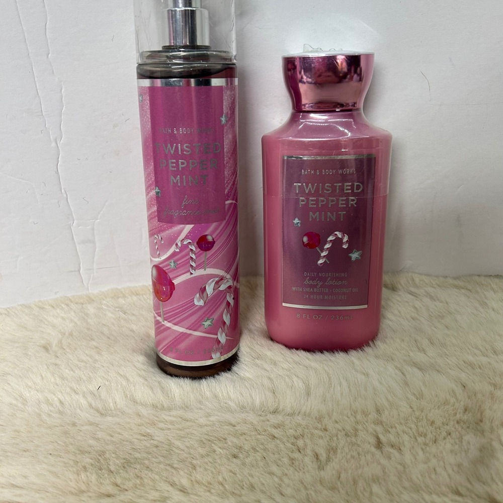 Bath & Body Works‎ Twisted Peppermint Fragrance Mist & Body Lotion Set 8oz New